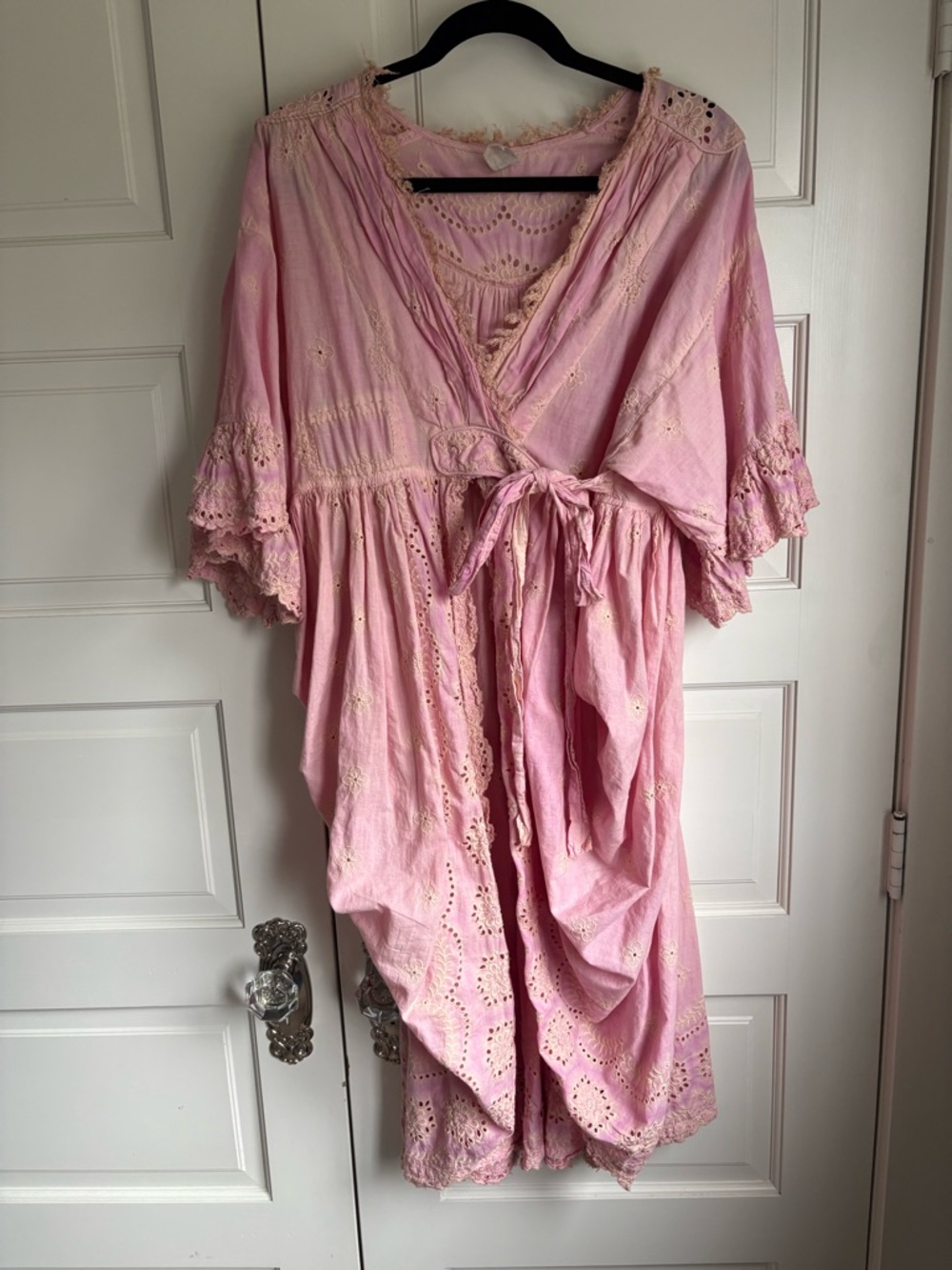 Magnolia Pearl Pink Eyelet Cotton Wrap Robe